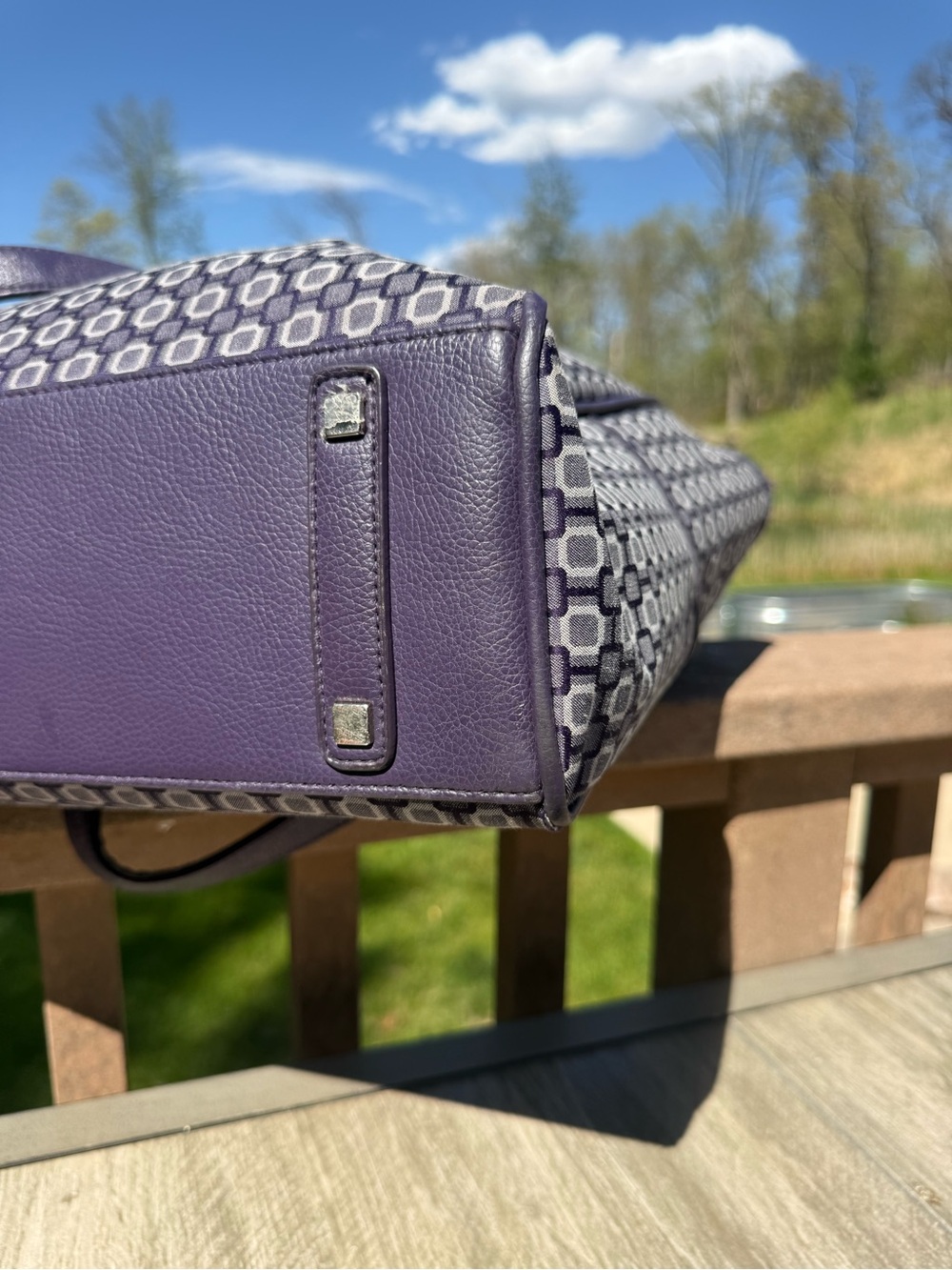 EUC Nine West Purple Geometric Shapes Large Daily Big Vintage Tote - Picture 9 of 13